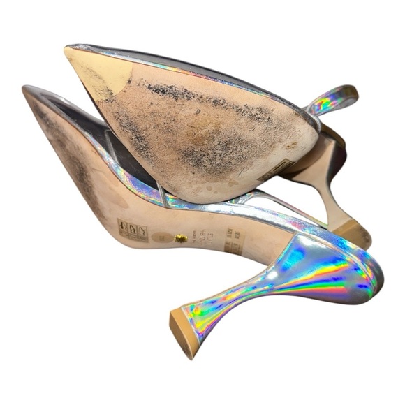 STUART WEITZMAN women’s silver 100MM X-Curve Slingback Pumps Size 11B - Picture 4 of 5